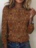 Women's Plaid Long Sleeve Tee T-shirt Crew Neck Vintage Spring/Fall Top