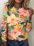 Women's Floral Long Sleeve Tee T-shirt Crew Neck Vintage Spring/Fall Top