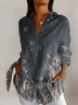 Women's Long Sleeve Shirt Spring/Fall Geometric Shirt Collar Daily Going Out Casual Top