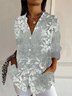 Women's Long Sleeve Shirt Spring/Fall Floral Shirt Collar Daily Going Out Casual Top