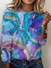 Women's Long Sleeve Tee T-shirt Spring/Fall Abstract Cotton Crew Neck Daily Going Out Casual Top