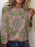 Women's Long Sleeve Tee T-shirt Spring/Fall Floral Cotton Crew Neck Daily Going Out Casual Top