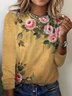 Women's Long Sleeve Tee T-shirt Spring/Fall Floral Cotton Crew Neck Daily Going Out Casual Top