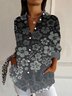 Women's Long Sleeve Shirt Spring/Fall Floral Shirt Collar Daily Going Out Casual Top