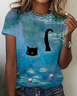 Women's Cat Short Sleeve Tee T-shirt Crew Neck Casual Summer Top