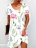 Women's Short Sleeve Summer Floral Dress Crew Neck Daily Going Out Casual Mini H-Line TUNIC