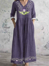 Women's Long Sleeve Spring/Fall Floral Dress V Neck Daily Going Out Vintage Maxi Fit & Flare Dress A-Line Dress