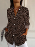 Women's Long Sleeve Shirt Spring/Fall Leopard Shirt Collar Daily Going Out Casual Top