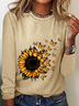 Women's Long Sleeve Blouse Spring/Fall Floral Crew Neck Daily Going Out Casual Top