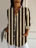 Women's Long Sleeve Shirt Spring/Fall Striped Shirt Collar Daily Going Out Casual Top