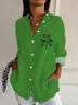 Women's Shamrock St. Patrick's Day Floral Long Sleeve Shirt Spring/Fall Buckle Shirt Collar Daily Casual Top