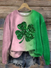 Women's St. Patrick's Day Floral Ombre Shamrock Casual Spring/Fall Long Sleeve Sweatshirt