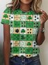 Women's St. Patrick's Day Shamrock Animal Short Sleeve Tee T-shirt Crew Neck Vintage Summer Top