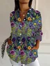 Women's Long Sleeve Shirt Spring/Fall Floral Buckle Shirt Collar Daily Going Out Casual Top