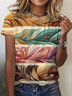 Women's Short Sleeve Tee T-shirt Summer Abstract Crew Neck Casual Top
