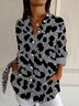 Women's Long Sleeve Shirt Spring/Fall Leopard Buckle Shirt Collar Daily Going Out Casual Top