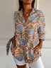 Women's Long Sleeve Shirt Spring/Fall Floral Buckle Shirt Collar Daily Going Out Casual Top