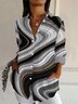 Women's Long Sleeve Shirt Spring/Fall Abstract Shirt Collar Daily Going Out Casual Top