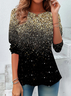Women's Long Sleeve Tee T-shirt Spring/Fall Ombre Printing Crew Neck Casual Top