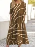 Women's Three Quarter Sleeve Spring/Fall Floral Dress Crew Neck Daily Going Out Casual Maxi Fit & Flare Dress A-Line Dress