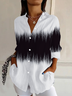 Women's Long Sleeve Shirt Spring/Fall Ombre Buckle Shirt Collar Daily Going Out Casual Top