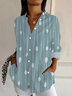 Women's Long Sleeve Shirt Spring/Fall Striped Buckle Shirt Collar Daily Going Out Casual Top