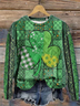 Women's St. Patrick's Day Floral Shamrock Crew Neck Printing Casual Spring/Fall Long Sleeve Sweatshirt