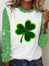 Women's Shamrock Long Sleeve Tee T-shirt St. Patrick's Day Floral Casual Spring/Fall Top