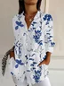 Women's Long Sleeve Shirt Spring/Fall Floral Buckle Shirt Collar Daily Going Out Casual Top