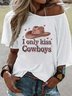 Women Wild West Short Sleeve Tee T-shirt Crew Neck Vintage Summer Top