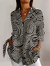 Women's Long Sleeve Shirt Spring/Fall Striped Shirt Collar Daily Going Out Vintage Top