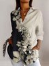 Women's Floral Long Sleeve Shirt Spring/Fall Shirt Collar Daily Vintage Top