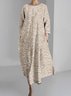 Women 3D Printing Long Sleeve Spring/Fall Dress Crew Neck Daily Vintage Maxi H-Line Dress
