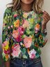 Women's Long Sleeve Tee T-shirt Spring/Fall Floral Crew Neck Casual Top