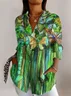 Women's Long Sleeve Shirt Spring/Fall Floral Shirt Collar Daily Going Out Casual Top