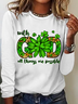 Women's Long Sleeve Blouse Spring/Fall Text Letters Crew Neck Daily Going Out Casual Top