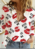 Women's Long Sleeve Shirt Spring/Fall Text Letters Printing Shirt Collar Daily Going Out Casual Top