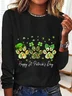 Women's Text Letters Long Sleeve Blouse_ Spring/Fall Crew Neck Daily Casual Top