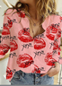 Women's Long Sleeve Shirt Spring/Fall Text Letters Printing Shirt Collar Daily Going Out Casual Top