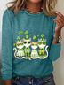 Women's Long Sleeve Blouse Spring/Fall Cat Crew Neck Daily Going Out Casual Top