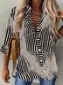 Women's Long Sleeve Shirt Spring/Fall Abstract Stripes Shirt Collar Daily Going Out Casual Top