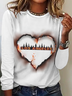 Women's Long Sleeve Tee T-shirt Spring/Fall Heart/Cordate Crew Neck Casual Top