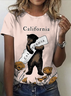 Women's Short Sleeve Tee T-shirt Summer Animal Crew Neck Vintage Top