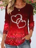 Women's Long Sleeve Tee T-shirt Spring/Fall Geometric Crew Neck Casual Top