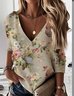 Women's V Neck Floral Vintage Spring/Fall Long Sleeve Sweatshirt