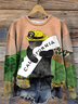 Women's Crew Neck Floral Printing Casual Spring/Fall Long Sleeve Sweatshirt