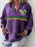 Women's Long Sleeve Shirt Spring/Fall Striped Printing V Neck Party Going Out Casual Top