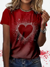 Women's Short Sleeve Tee T-shirt Summer Heart/Cordate Printing Crew Neck Casual Graphic Tee Top