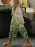 Women's Floral  Trousers Straight Pants Daily Going Out Casual Printing Linen Blend Floral Spring/Fall Pants