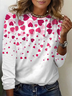 Women's Long Sleeve Tee T-shirt Spring/Fall Heart/Cordate Printing Crew Neck Casual Graphic Tee Top